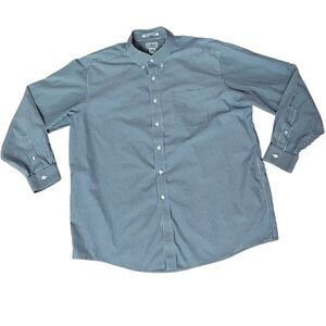 L.L. Bean Men’s 17.5 - 35 Button Down Shirt Blue and White Stripes Cotton